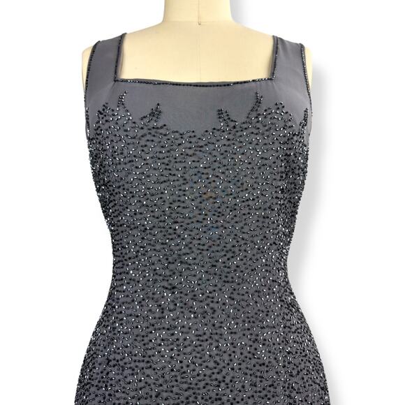 BASIX II pure silk gray beaded cocktail party dress with matching shawl SIZE 12 - Picture 16 of 16